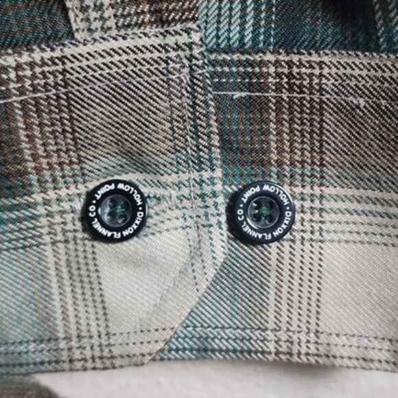 Dixxon Flannel Shirt Mens 2XL Teal Brown Plaid Hollow Point Western Long Sleeve - Picture 4 of 11
